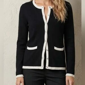 Peck & Peck Classic Black Button Up Cardigan Wool and Cashmere Blend
